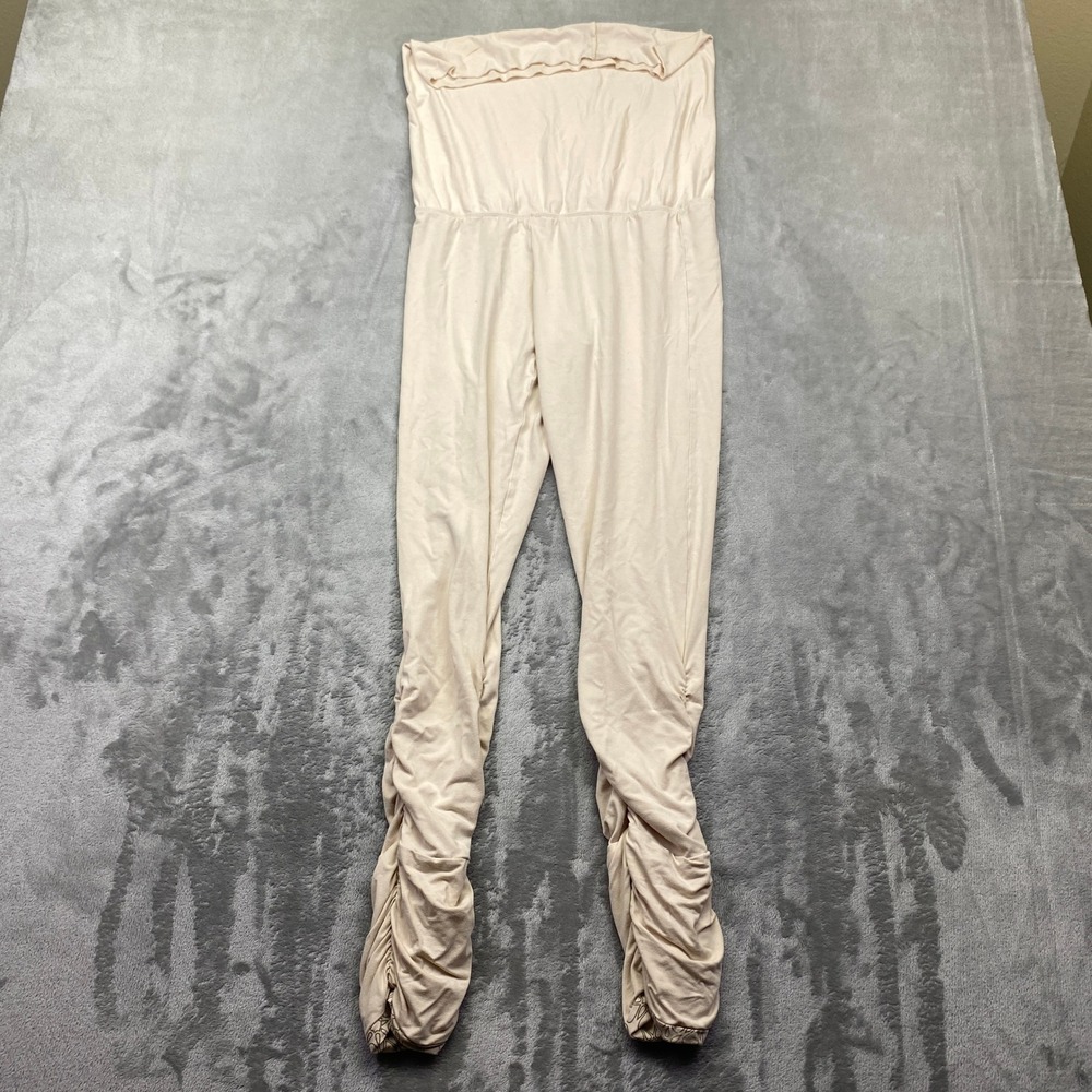 Caraucci Beige Strapless Convertible Jumpsuit‎ Leggings Ruched Ankle Large